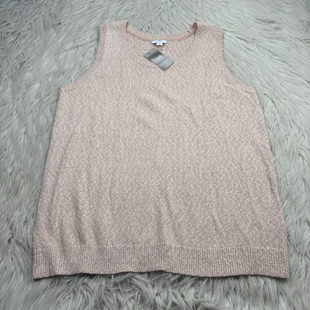 NWT J. Jill Women's L Pink Boucle Knit Sleeveless Vest Coastal Grandma Soft Girl